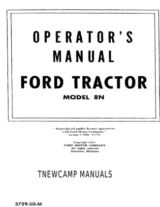 Ford Tractor Model 8N Operator's Manual - Comprehensive Guide for 1950 Model Preview image 4