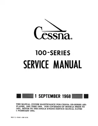Cessna 100-Series Aircraft Service Manual (1963-1968)