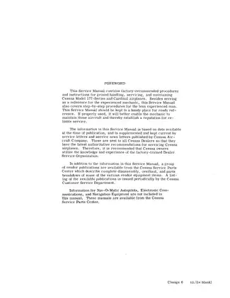 Cessna 177 Series Cardinal Airplane Service Manual (1968-1977) Preview image 5