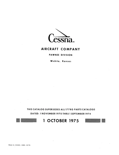 1971–1976 Cessna 177RG Illustrated Parts Catalog (P/N P535-12-RAND-1000–10/75)
