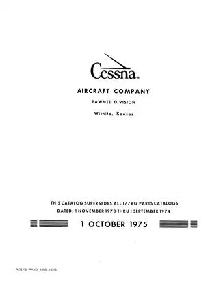 Cessna 177RG Illustrated Parts Catalog (1971-1976)