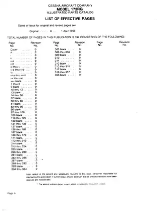 1980-1985 Cessna™ 172RG series Cardinal aircraft parts catalog Preview image 2