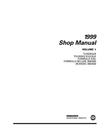 1999 Ski-Doo Formula , MX Z , Mach Z snowmobile shop manual Preview image 2