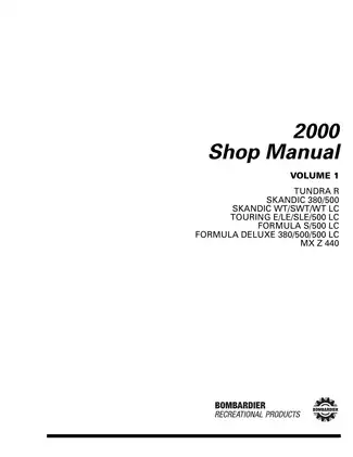 2000 Bombardier Formula , MX Z , Mach Z, Touring, Tundra Ski-Doo shop manual Preview image 2