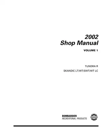 2022 Bombardier Snowmobile Shop Manual - Models: Tundra R, Skandic LT/WT/SWT Preview image 2