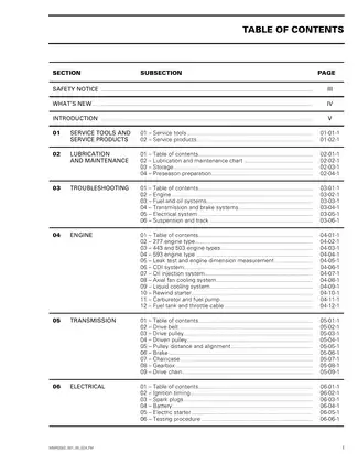 2022 Bombardier Snowmobile Shop Manual - Models: Tundra R, Skandic LT/WT/SWT Preview image 3