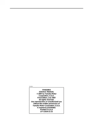 Yamaha YFM250RX 2008 Service Manual - Complete Repair Guide Preview image 2