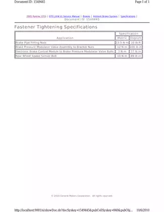 2004-2006 Pontiac GTO repair manual Preview image 1