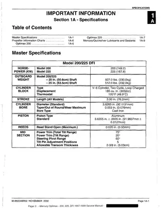 1997-1999 Mercury OptiMax 200, OptiMax 225 DFI, 225 hp, 200 hp service manual Preview image 2