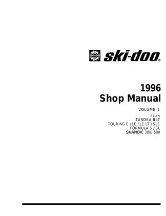 1996 Bombardier Ski-Doo Formula , MX Z , Mach Z snowmobile manual Preview image 2