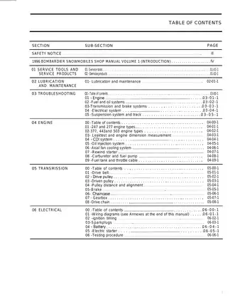 1996 Bombardier Ski-Doo Formula , MX Z , Mach Z snowmobile manual Preview image 3