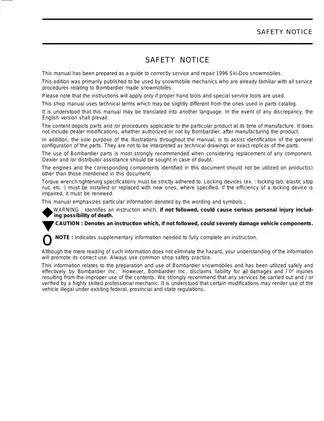 1996 Bombardier Snowmobiles Shop Manual - Essential Service Guide Preview image 5