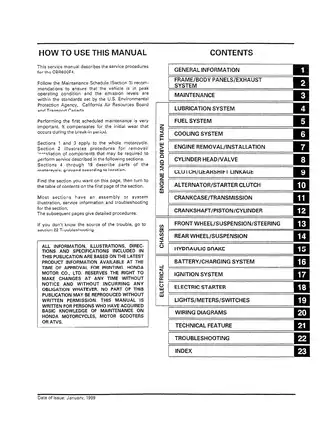 Honda CBR600F4 Service Manual (1999-2000) - Comprehensive Vehicle Guide Preview image 2