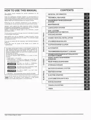 Comprehensive Honda Motorcycle Service Manual (2004 Edition) Preview image 2