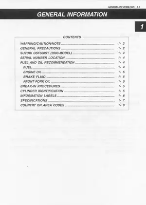 Comprehensive Suzuki GSF600S Motorcycle Service Manual (2000 Model) Preview image 5