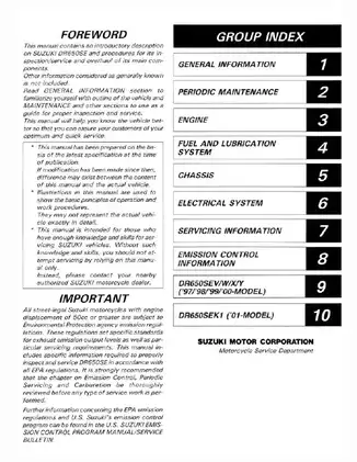 1996-2002 Suzuki DR650SE service manual Preview image 2