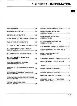 Honda TRX650FA Complete Service Manual (2002) Preview image 5