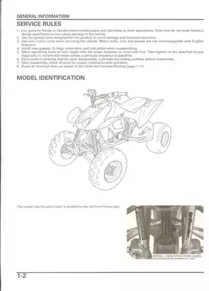 2004-2005 Honda TRX450R ATV service manual Preview image 5