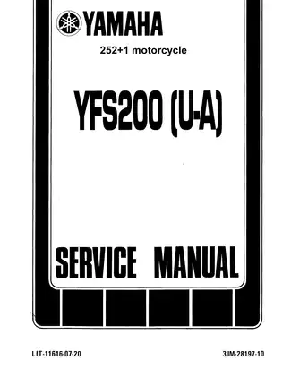 Yamaha YFS200U Service Manual - Complete Guide for Maintenance and Repair