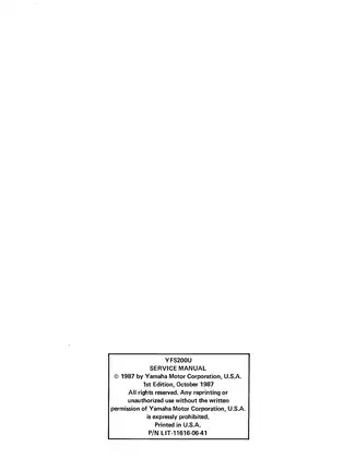 Yamaha YFS200U Service Manual - Complete Guide for Maintenance and Repair Preview image 2