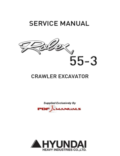 Preview: 1997–2002 Hyundai Robex 55-3 R55-3 Crawler Excavator Factory Service Manual (P/N R55NM2SP08)