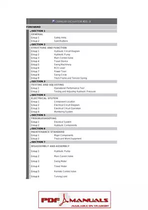 Hyundai R55-3 Crawler Excavator Service Manual Preview image 2