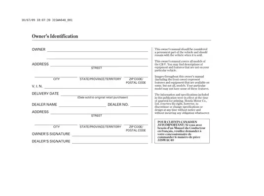 2011 Honda CR-V Owner's Manual - Complete Guide for Safe Driving and Maintenance Preview image 2