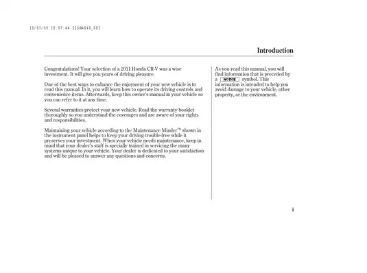 2011 Honda CR-V Owner's Manual - Complete Guide for Safe Driving and Maintenance Preview image 3