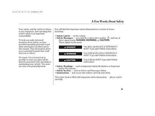 2011 Honda CR-V Owner's Manual - Complete Guide for Safe Driving and Maintenance Preview image 5