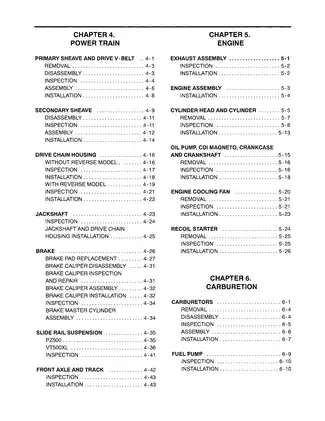 1999-2001 Yamaha Phazer, Phazer Deluxe, Venture XL 500, Phazer Mountain Lite, Venture XL snowmobile service manual Preview image 4