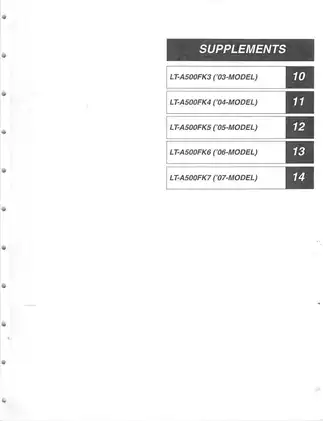 Suzuki LT-A500F Service Manual - Comprehensive Guide for ATV Maintenance and Repair manual page 5 preview Suzuki Suzuki LT-A500F Service Manual - Comprehensive Guide for ATV Maintenance and Repair manual preview page 5 - thumbnail