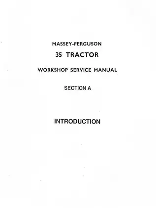 1960-65 Massey Ferguson MF35 series tractor workshop service manual Preview image 2
