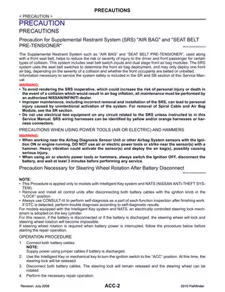 2010 Nissan Pathfinder ACC Accelerator Control System manual Preview image 2