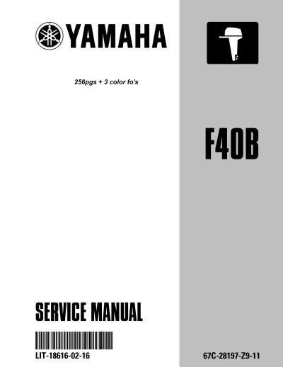 Preview: 1999 Yamaha F40BMHD, F40WHD, F40BED, F40BET, F40ER, F40TR, F40MH Outboard Motor Service Manual (P/N LIT-18616-02–16)