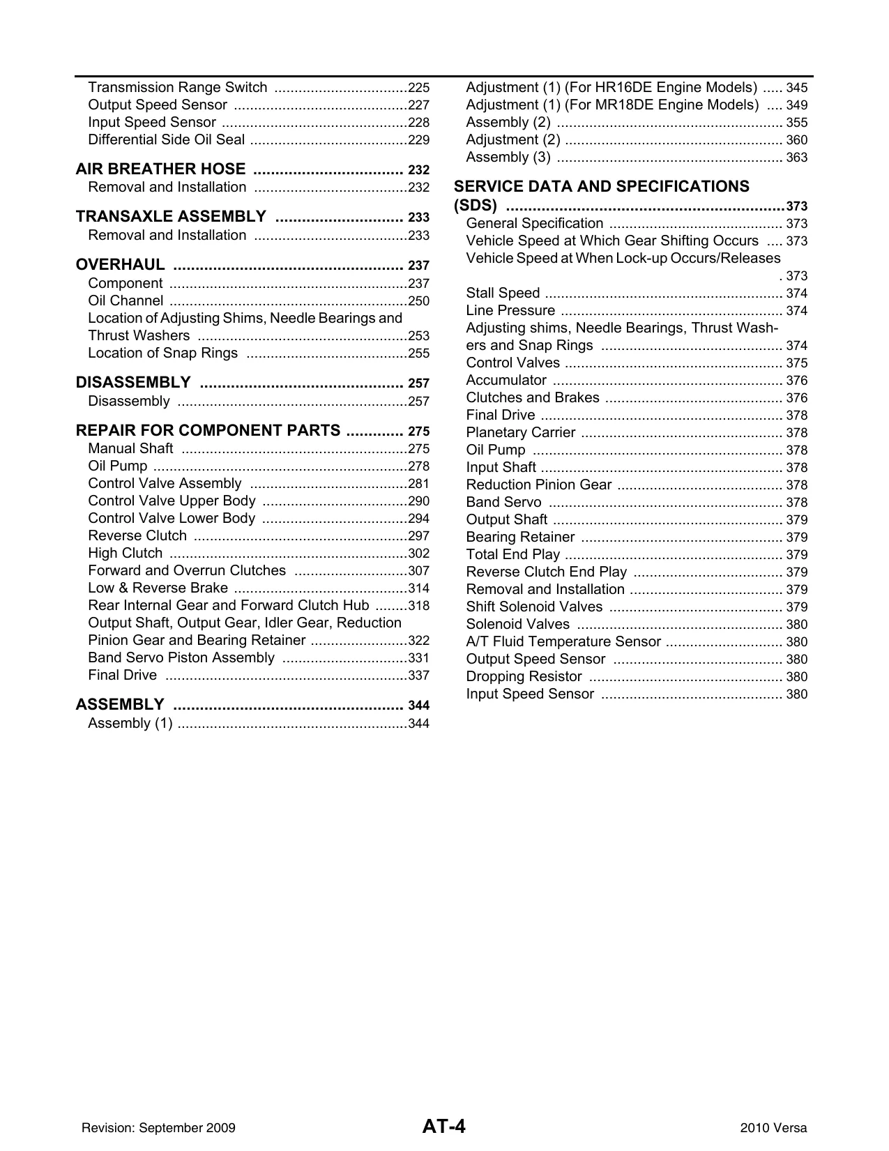 2010 Nissan Versa service manual Preview image 4