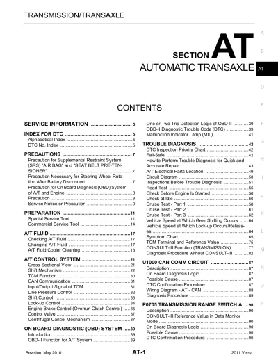 Preview: 2011 Nissan Versa Factory Service Manual (OEM)