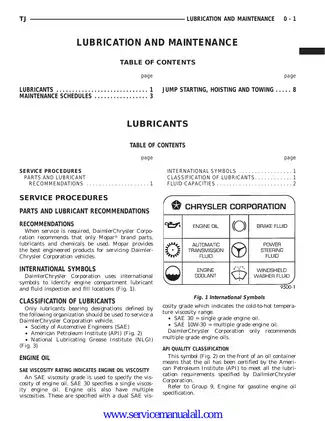 2000 Jeep Wrangler service manual Preview image 1