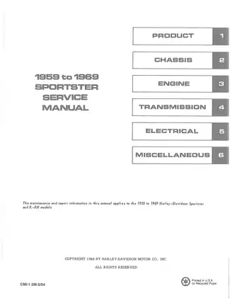 Harley-Davidson Sportster 1959-1969 Repair and Service Manual Preview image 3