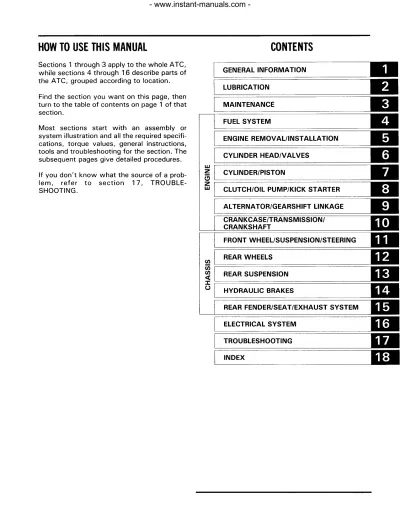Preview: 1985–1986 Honda ATC350X Three-Wheeler Service Manual