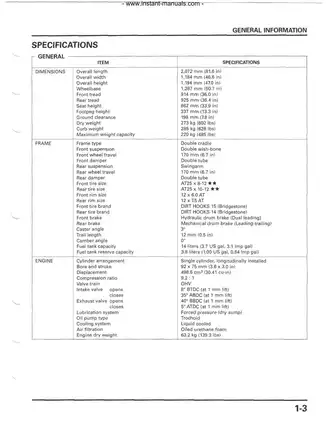 Honda TRX500FA Service Manual - Comprehensive Guide for Maintenance and Repair Preview image 5