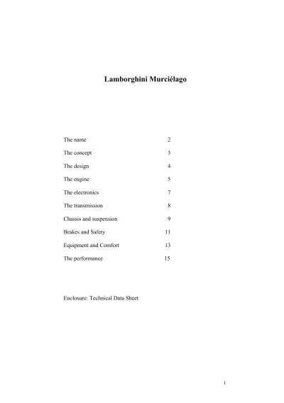 Preview: 2001–2003 Lamborghini Murcielago, Murcielago USA & 6-Gear Manual Transmission Service & Repair Manual (P/N AL 09/2006 ENG)