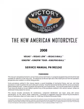 2008 Victory Vegas, Kingpin service manual Preview image 1