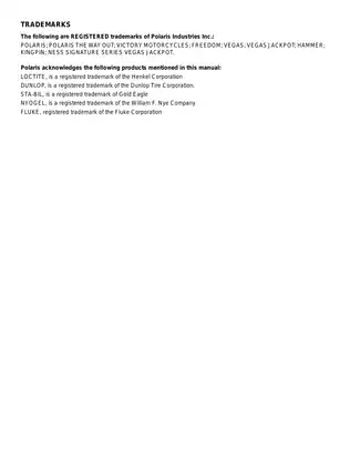 Victory Motorcycles 2008 Service Manual for Vegas and Kingpin Models Preview image 2