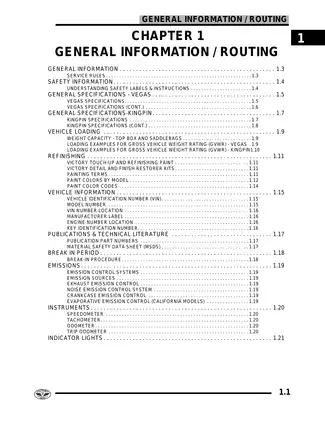 Victory Motorcycles 2008 Service Manual for Vegas and Kingpin Models Preview image 3