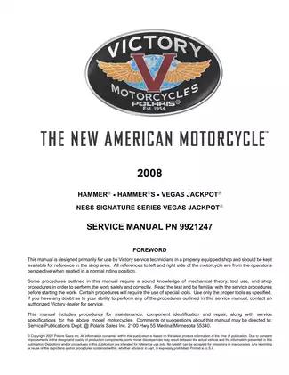 2008 Victory Hammer, Jackpot service manual Preview image 1