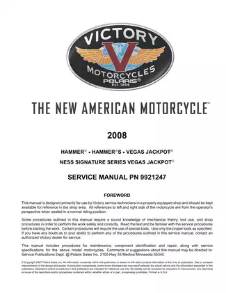 2008 Victory Hammer & Vegas Jackpot Service Manual - Comprehensive Guide