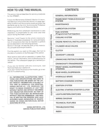 1998-2001 Honda VFR800, VFR800FI, Interceptor service manual Preview image 2