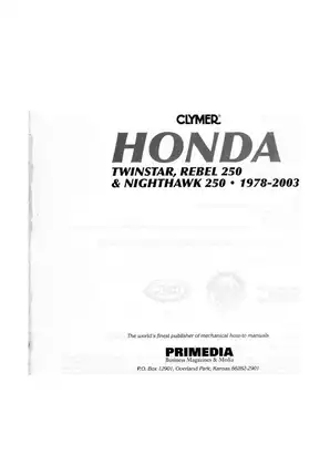 Comprehensive Honda Twinstar, Rebel 250 & Nighthawk 250 Manual (1978-2003) Preview image 2