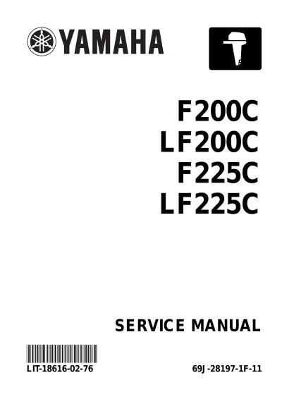 Preview: 2003 Yamaha F200C/LF200C & F225C/LF225C Outboard Service & Diagnostics Manual (P/N LIT-18616-02–76)