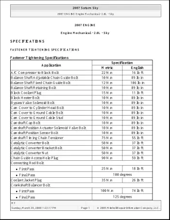 Preview: 2007–2009 Saturn Sky Service Manual